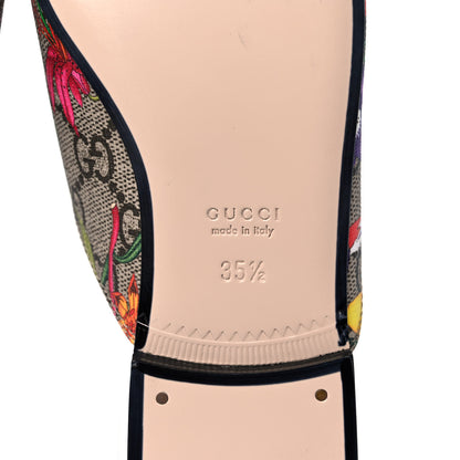 Gucci GG Supreme Monogram Flora Womens Princetown Slippers 35 Beige Ebony Multicolor Rosso 6 of 8