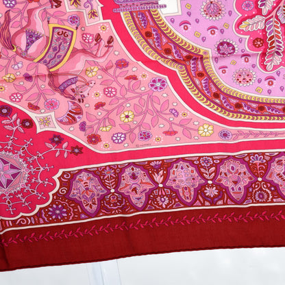 Hermes Cashmere Silk Aux Portes Du Palais Shawl 140 Framboise Rose Mauve 4 of 6