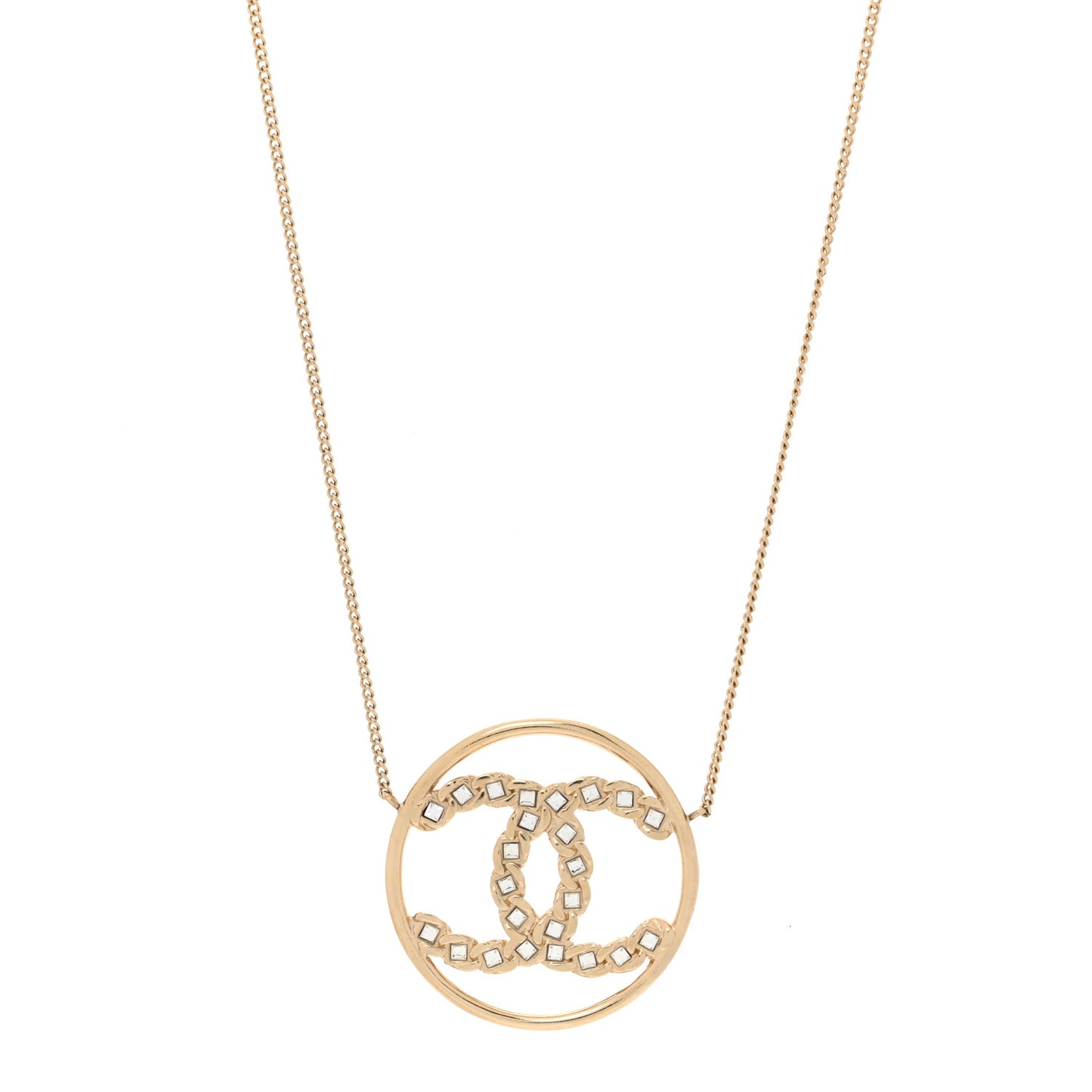 Baguette Crystal High Society CC Pendant Necklace Gold