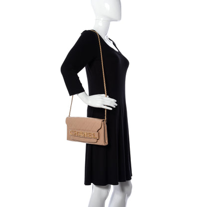 Chanel Calfskin Quilted Enchained Clutch Beige 2 of 9