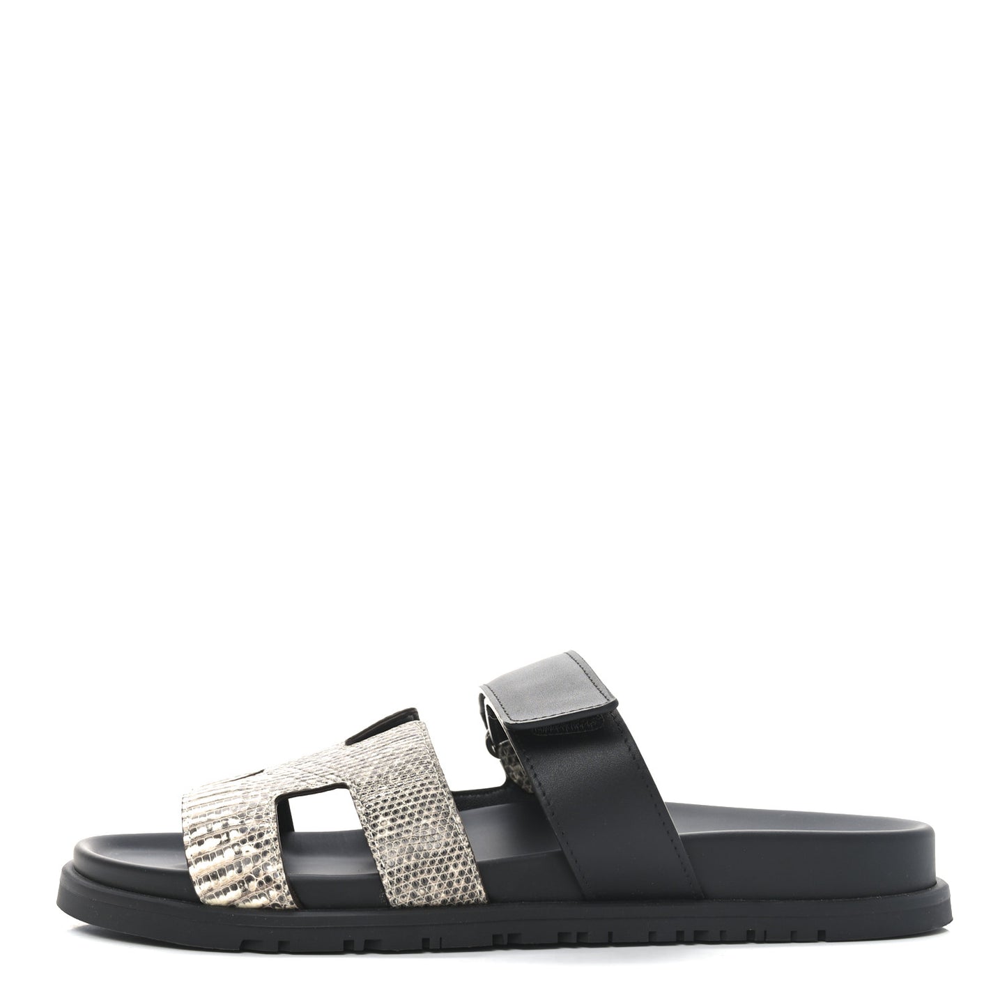 Lizard Calfskin Womens Chypre Sandals 40 Ombre Black