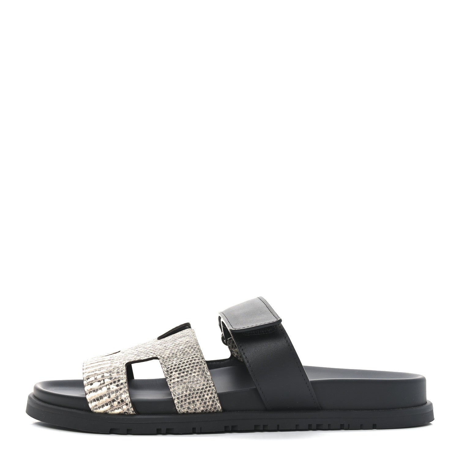 Hermes Lizard Calfskin Womens Chypre Sandals 40 Ombre Black 1 of 8