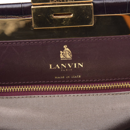 Lanvin Crocodile Stamped Calfskin Trilogy Clutch Aubergine 7 of 13
