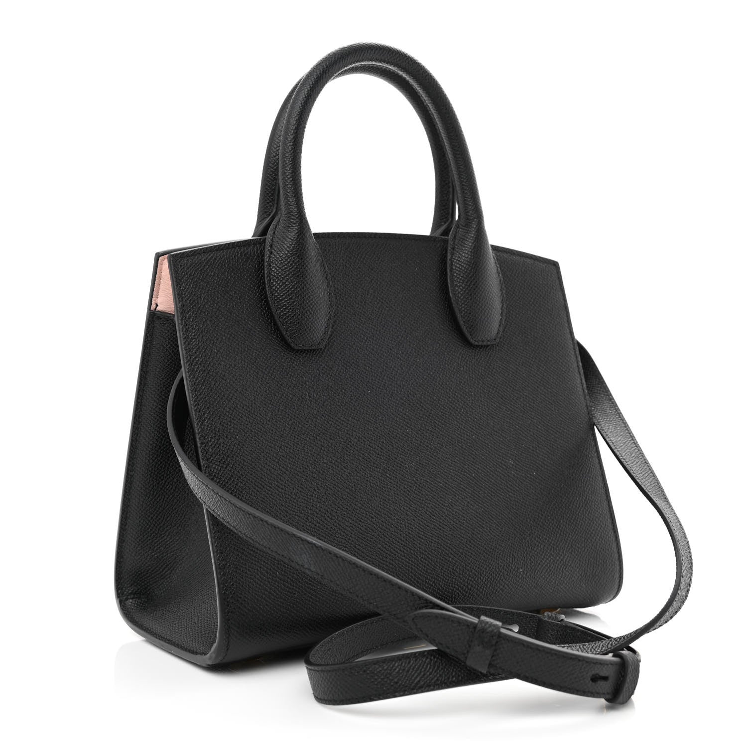 Salvatore Ferragamo Hammered Calfskin The Studio Box Bag Black 3 of 10