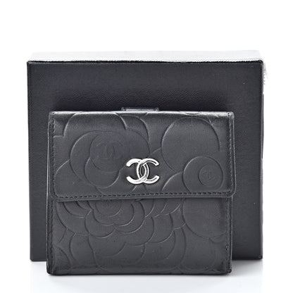 Chanel Lambskin Embossed Camellia French Wallet Black 11 of 11