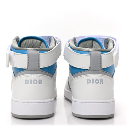 Christian Dior Smooth Calfskin Oblique Galaxy Perforated Mens B27 Mid Top Sneakers 42 Beige Blue 5 of 7
