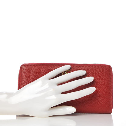Gucci Dollar Calfskin GG Marmont Zip Around Wallet Hibiscus Red 2 of 8