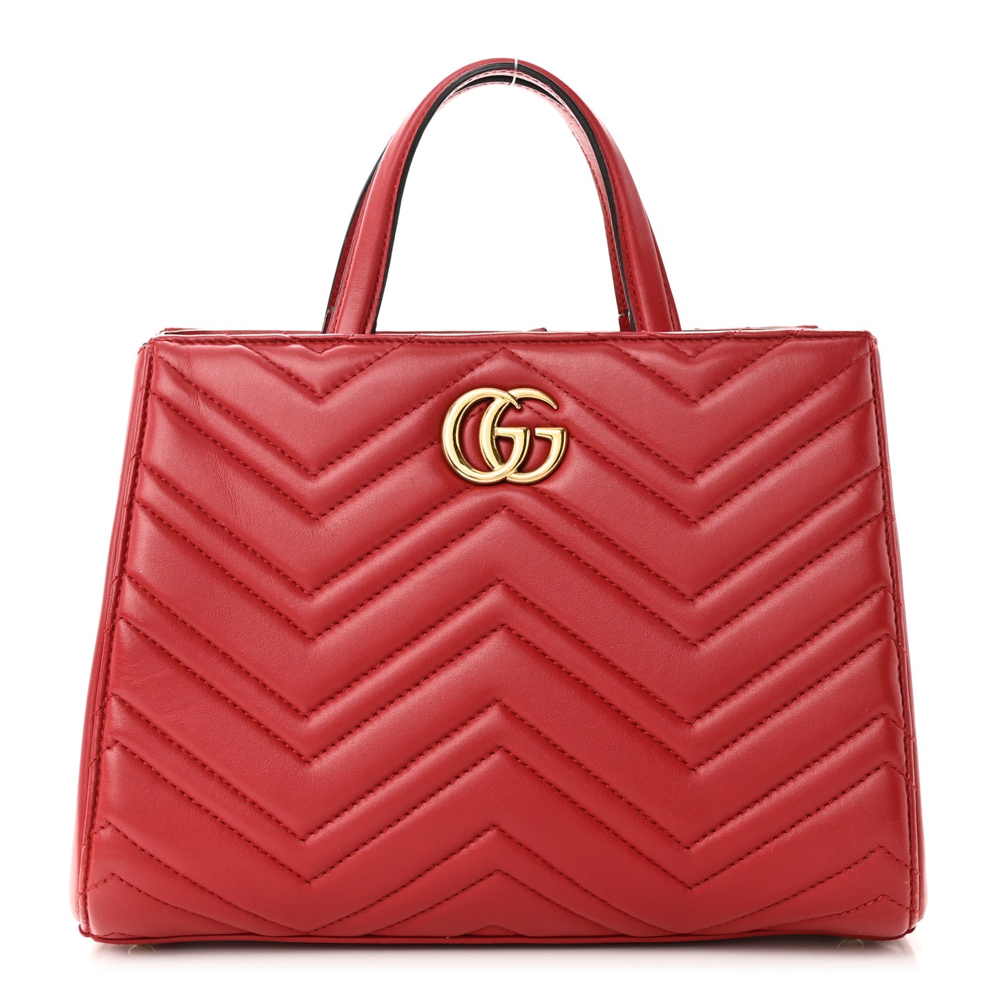 Calfskin Matelasse Small GG Marmont Tote Hibiscus Red