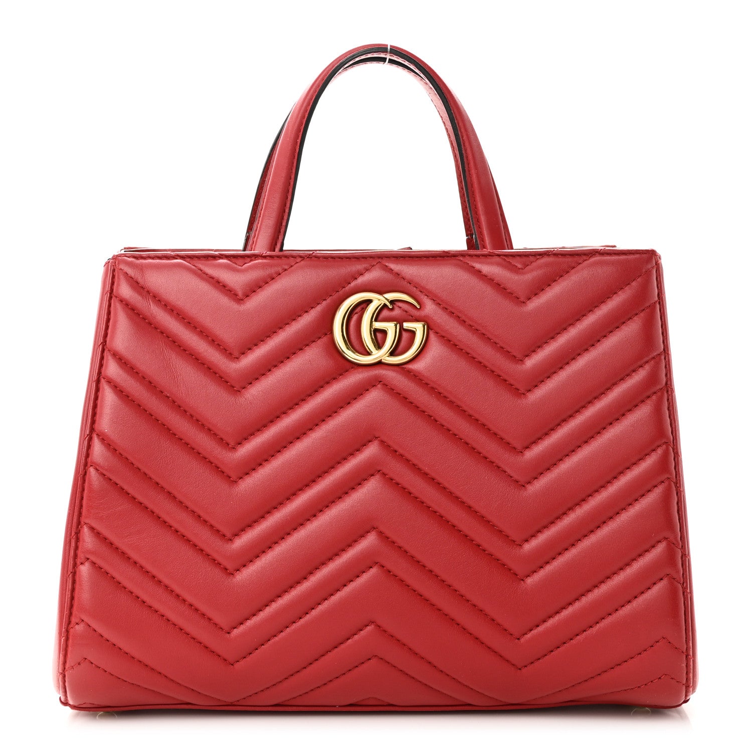 Gucci Calfskin Matelasse Small GG Marmont Tote Hibiscus Red 1 of 12