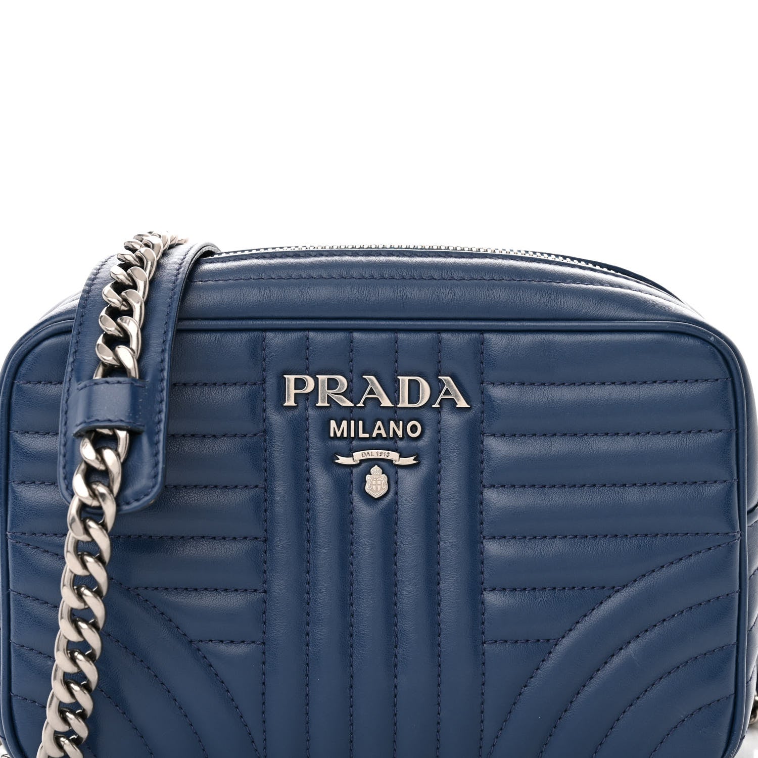Prada Soft Calfskin Diagramme Crossbody Bag Bleuette 7 of 14