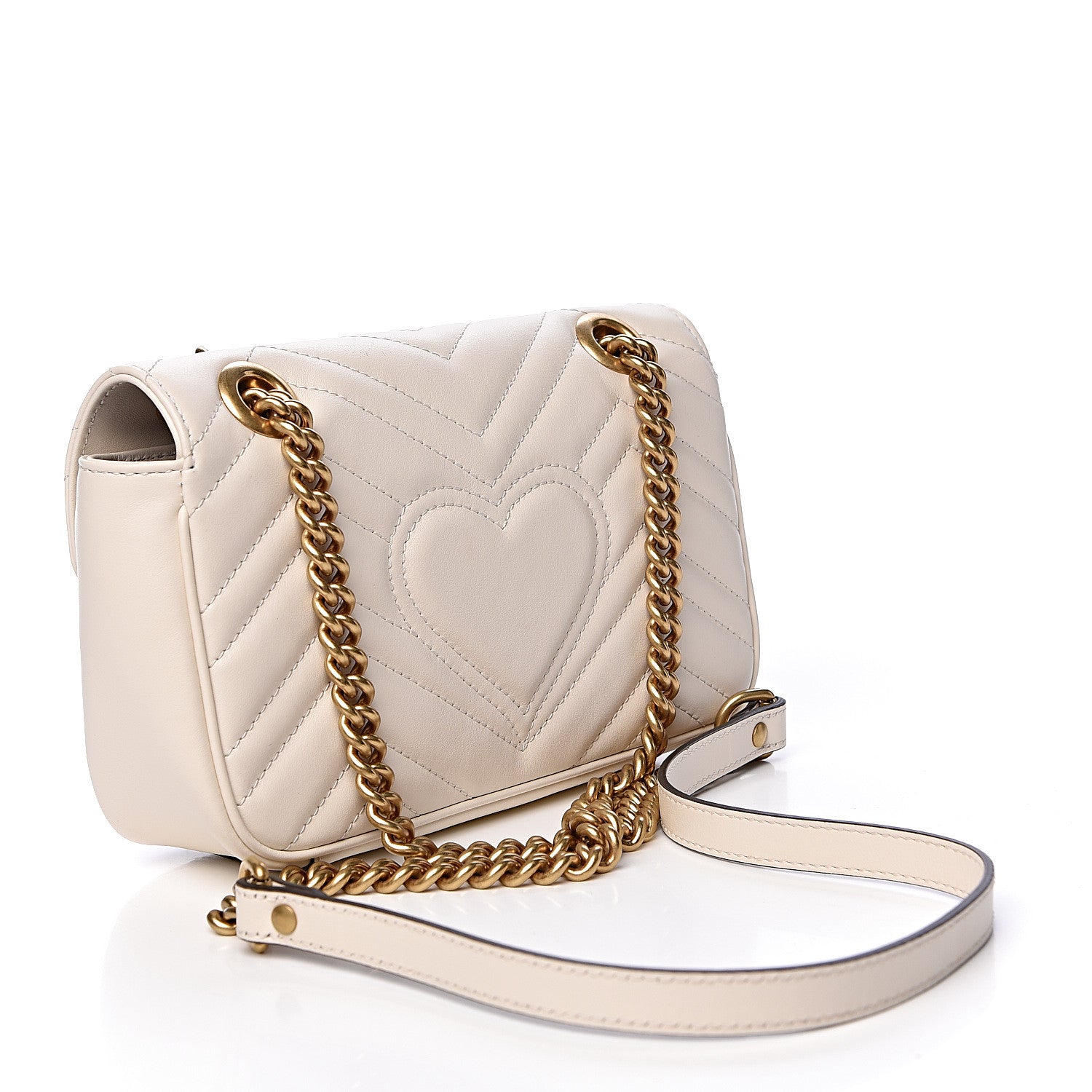Gucci Calfskin Matelasse Mini GG Marmont Shoulder Bag White 3 of 14
