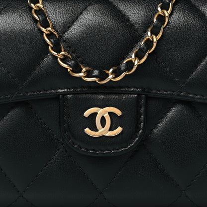Chanel Lambskin Quilted Flap Card Holder On Chain Black 8 of 11