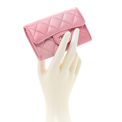 Chanel Cloudy Pearly Goatskin Quilted Flap Card Holder Wallet Pink 2 of 9
