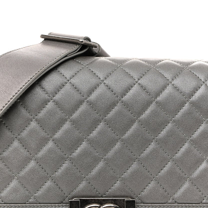 Chanel Metallic Lambskin Stingray Quilted Medium Boy Flap Silver 14 of 31