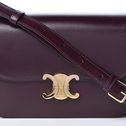 Celine Shiny Calfskin Medium Triomphe Burgundy 7 of 10
