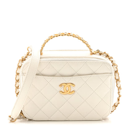 Chanel Caviar Quilted Chain Top Handle Vanity Case White 1 of 14