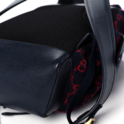 Gucci Covered Wool GG Monogram Small Double Buckle Backpack Navy Red 13 of 13