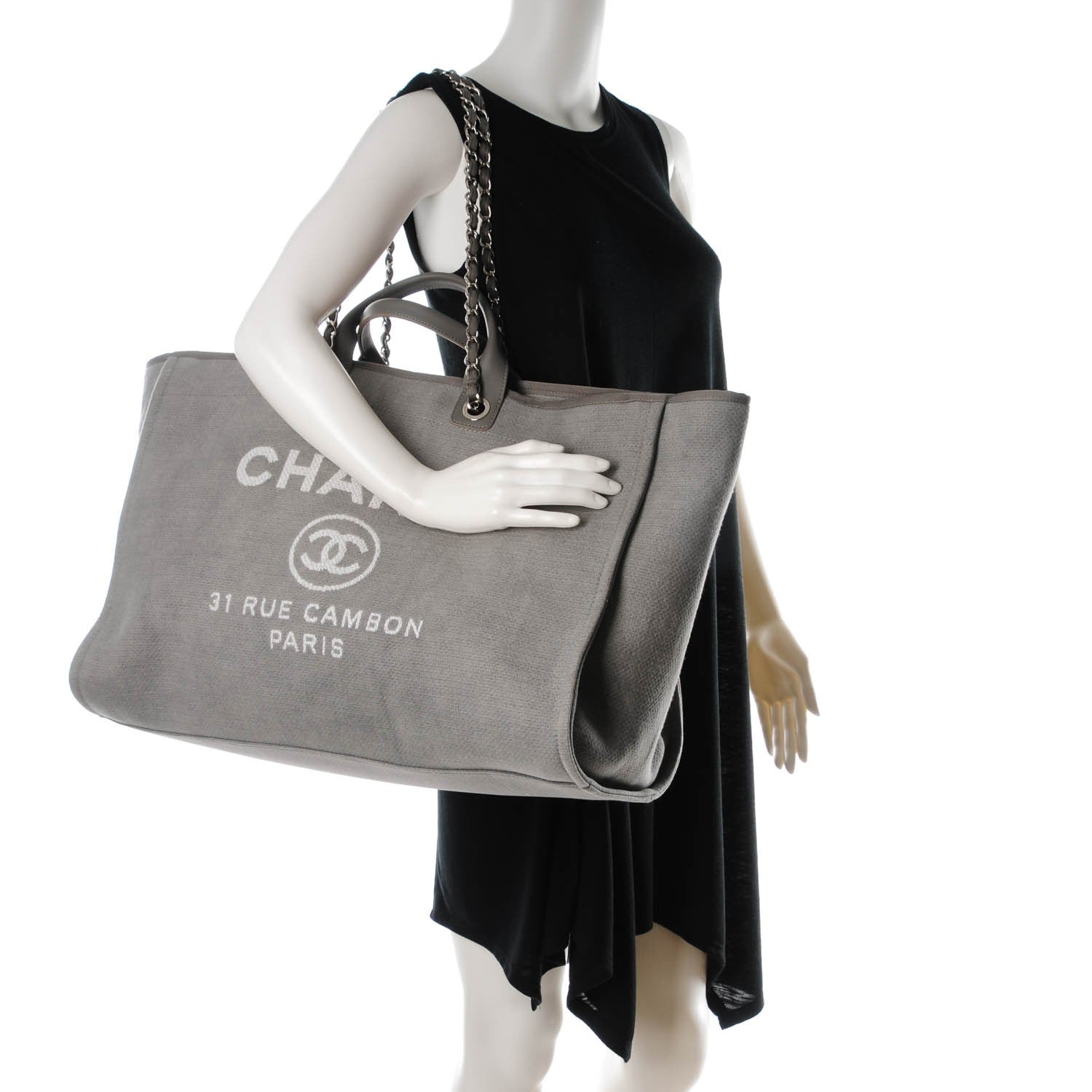 Chanel Canvas Deauville Extra Large Tote Grey 2 of 7
