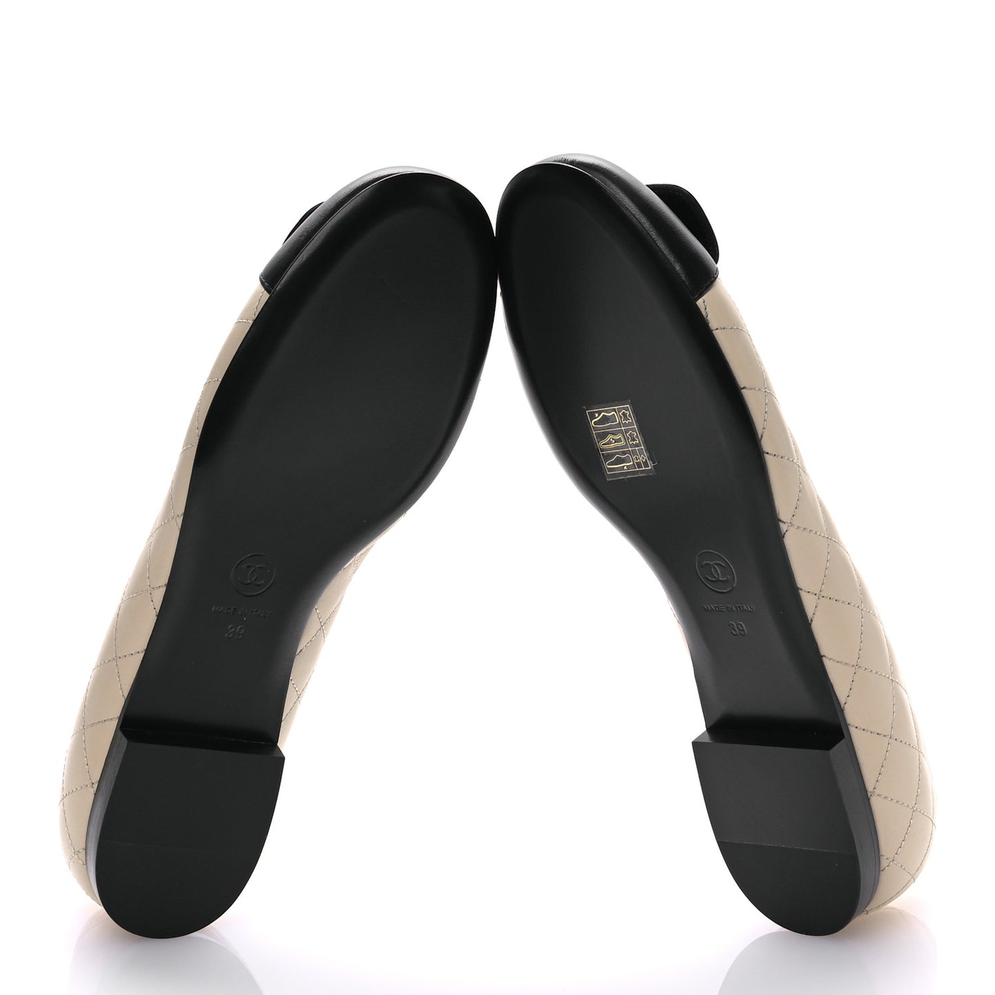 Lambskin Quilted CC Ballerina Flats 39 Beige