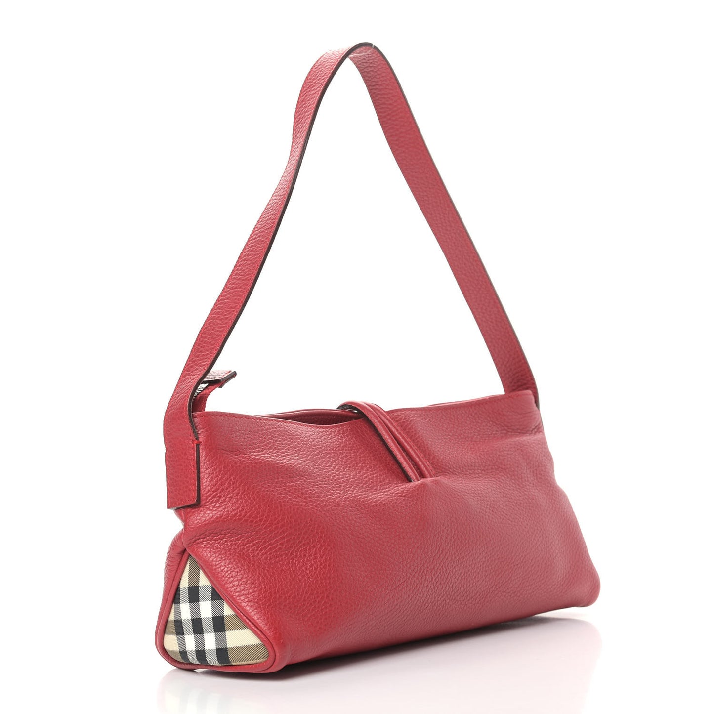 Grainy Calfskin House Check Horn Toggle Shoulder Bag Red