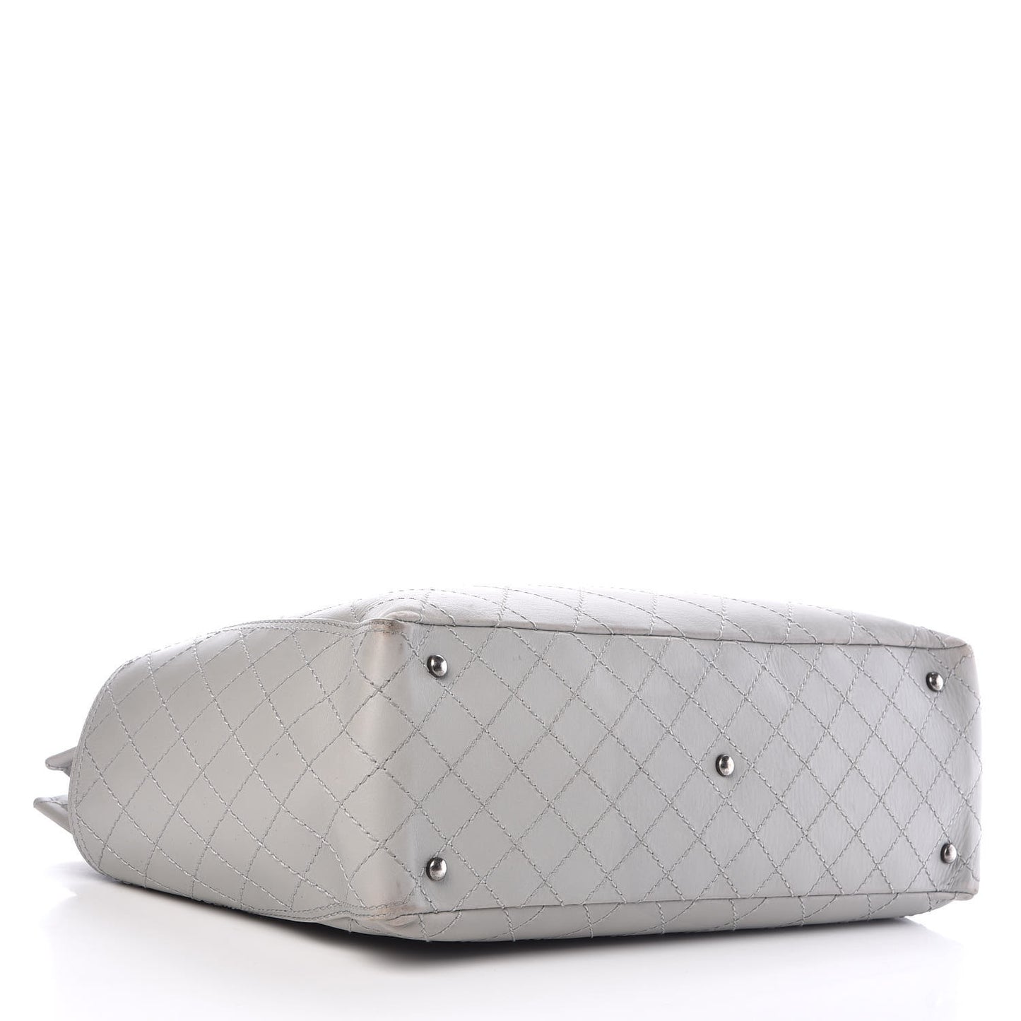 Calfskin Stitched Medium Shopping Tote Grey