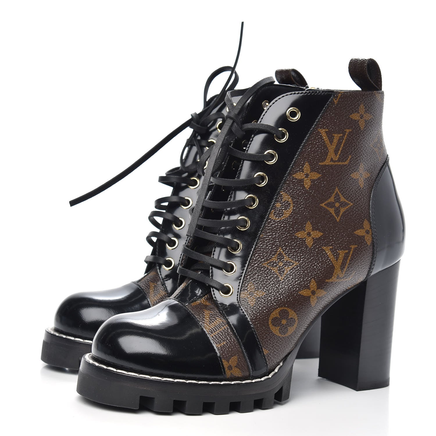 Louis Vuitton Patent Calfskin Monogram Star Trail Ankle Boots 38.5 Black 3 of 7