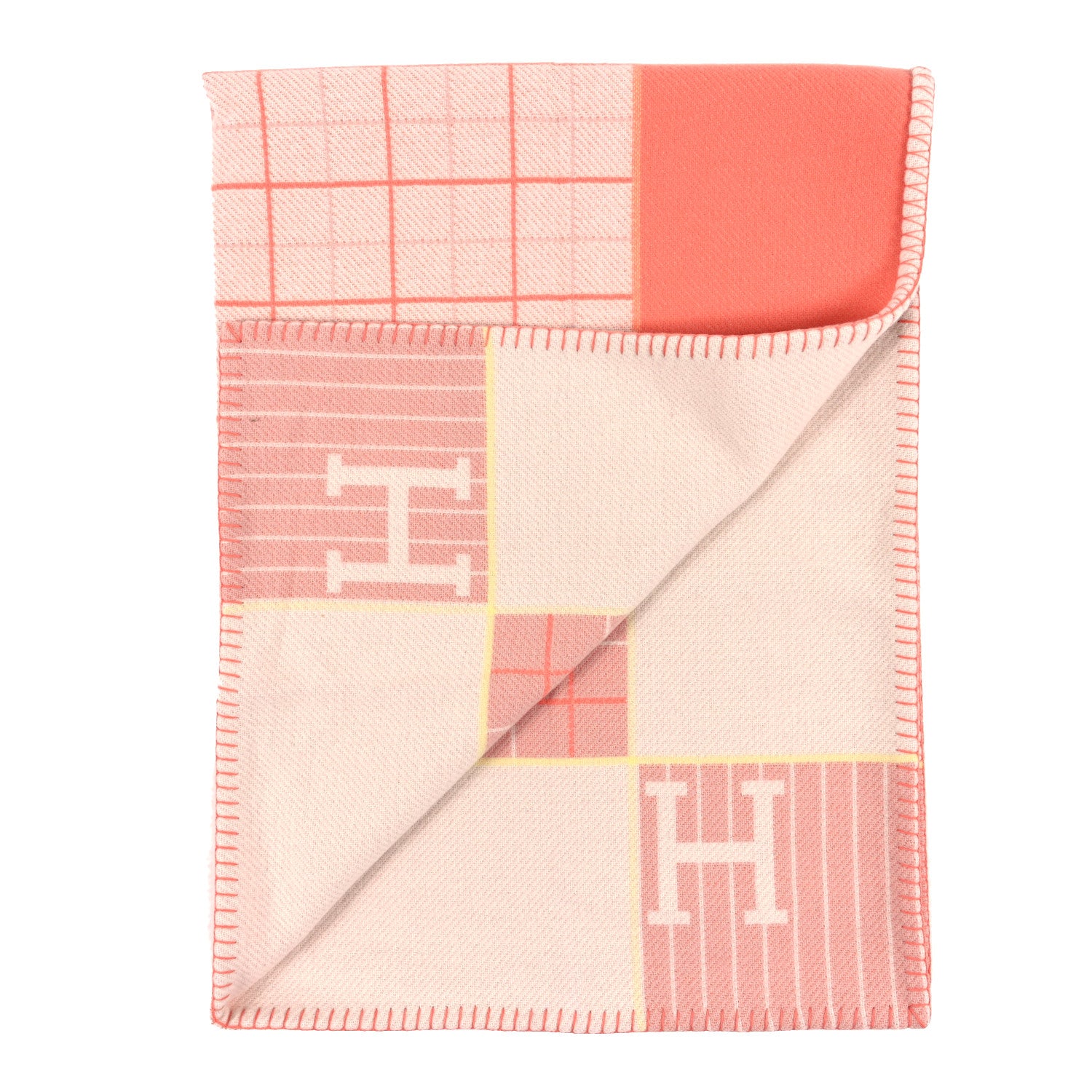 Hermes Wool Cashmere Avalon Cabriole Blanket Melon 2 of 4