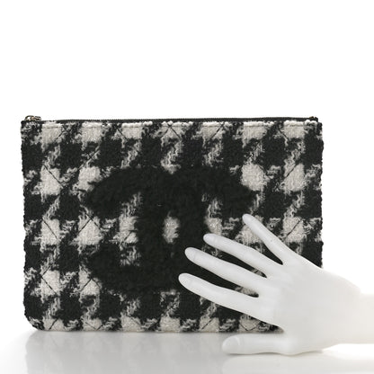 Chanel Tweed Shearling Quilted Chanel Cosmetic Pouch White Black 2 of 8