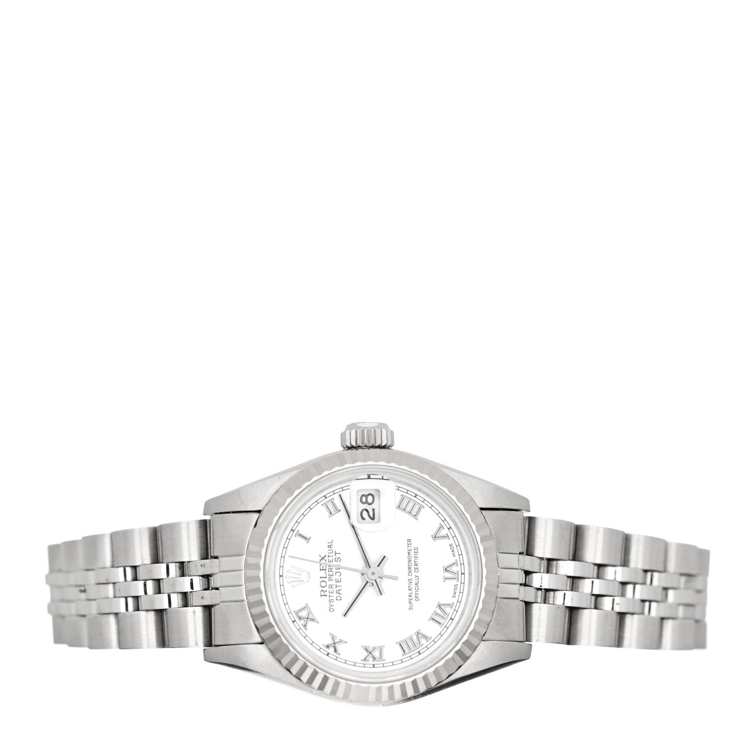 Rolex Stainless Steel 18K White Gold 26mm Oyster Perpetual Datejust Watch White Roman 69174 2 of 4