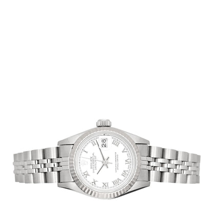Rolex Stainless Steel 18K White Gold 26mm Oyster Perpetual Datejust Watch White Roman 69174 2 of 4