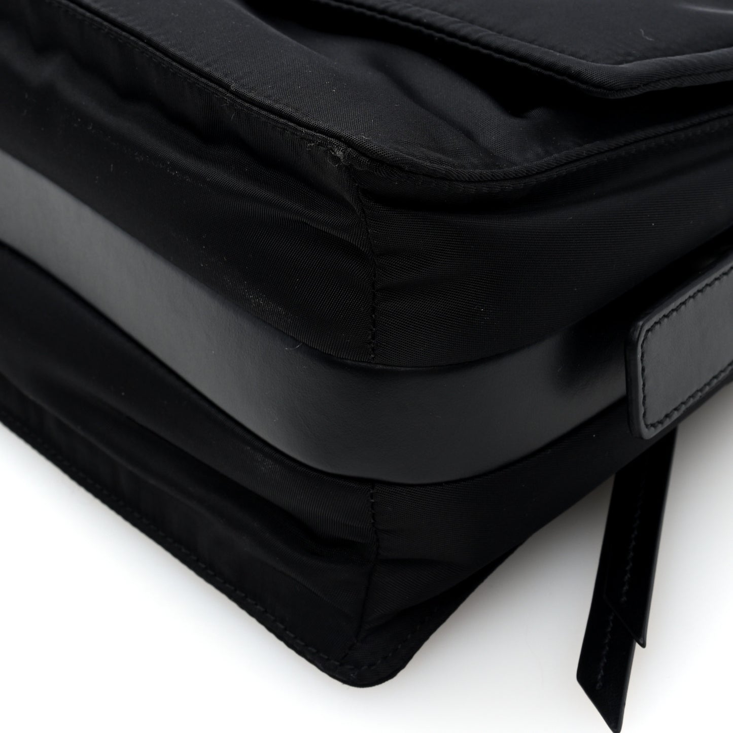 Re-Nylon Vitello Padded Small Flap Shoulder Bag Black