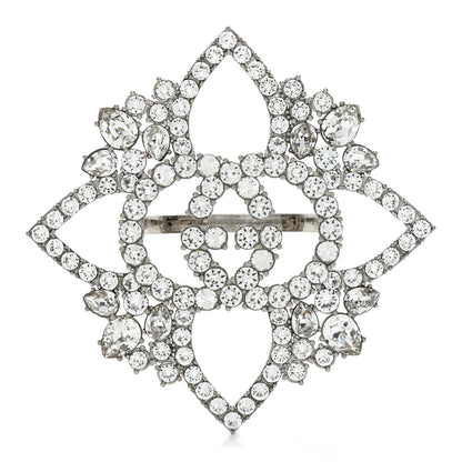 Gucci Metal Crystal Interlocking G Flower Ring S Silver 1 of 6