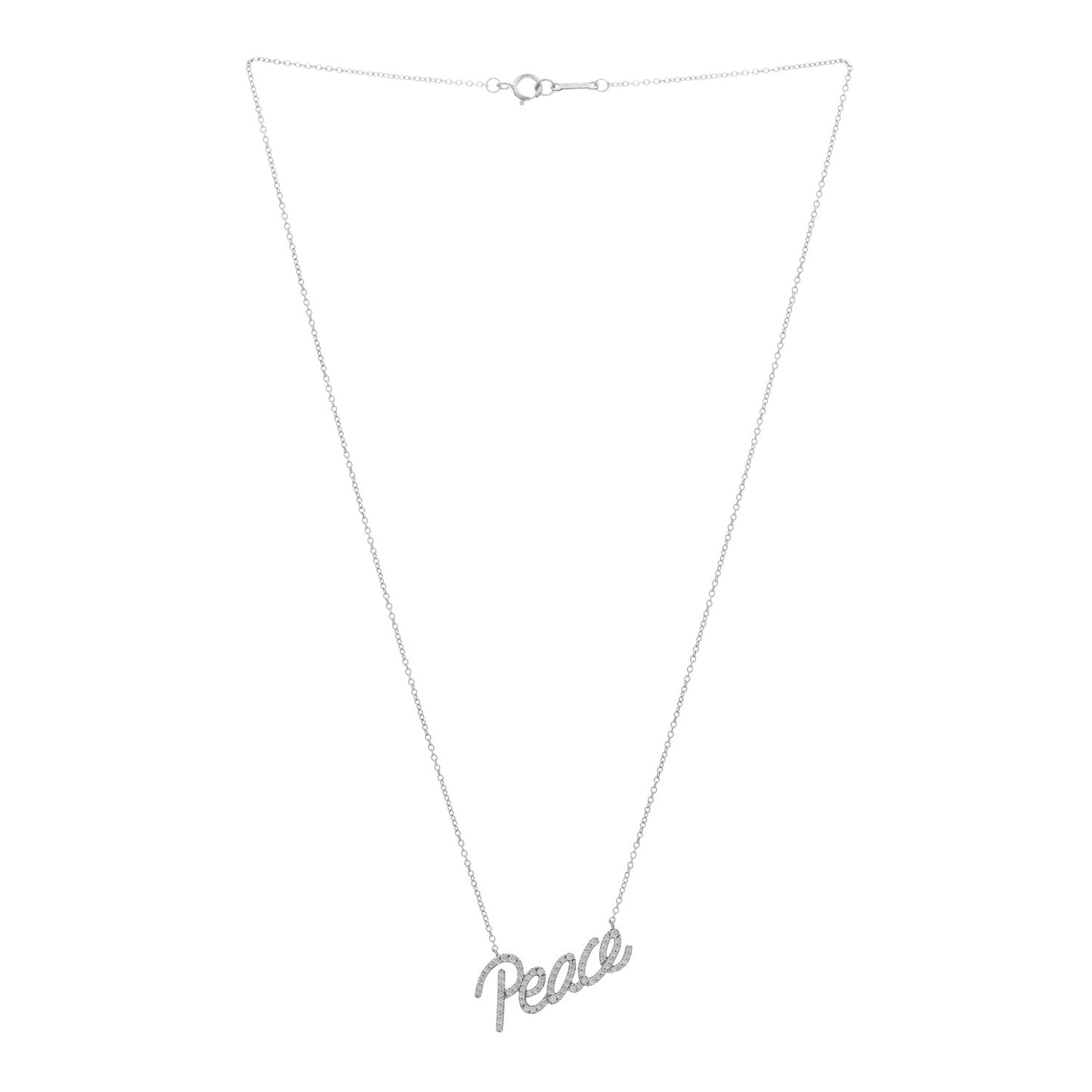 18K White Gold Diamond Paloma's Graffiti Peace Pendant Necklace