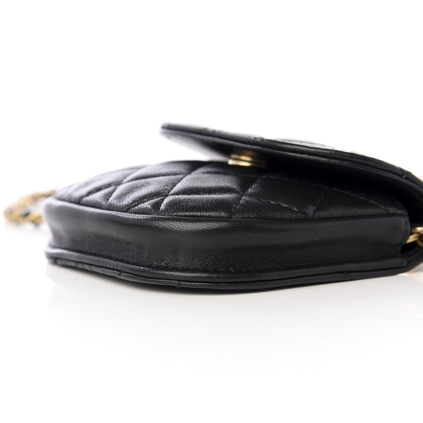 Lambskin Quilted Pearl Crush Waist Bag Black