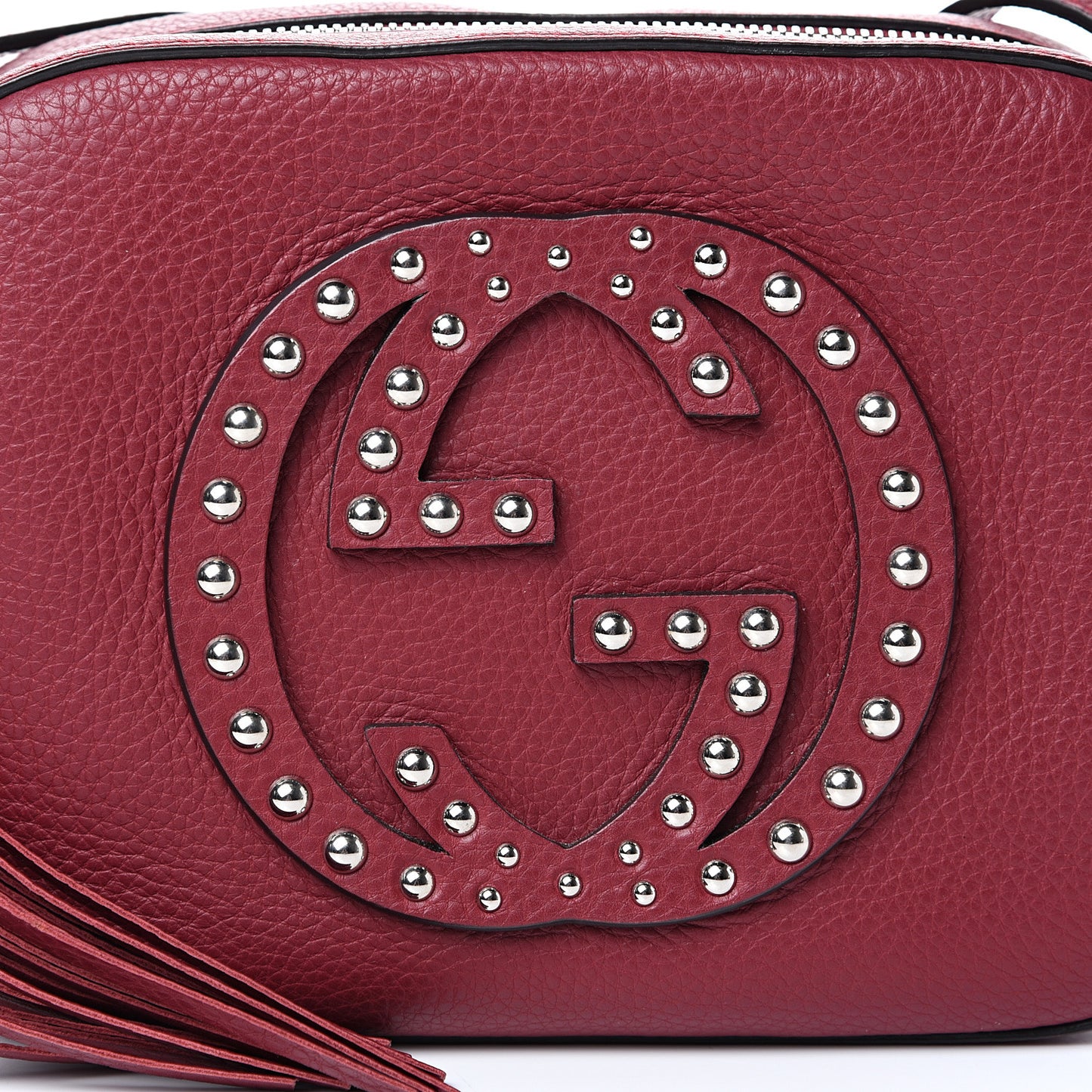 Pebbled Calfskin Studded Small Soho Disco Bag Soft Burgundy