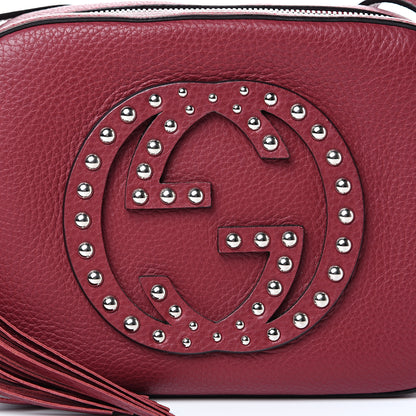 Gucci Pebbled Calfskin Studded Small Soho Disco Bag Soft Burgundy 7 of 11
