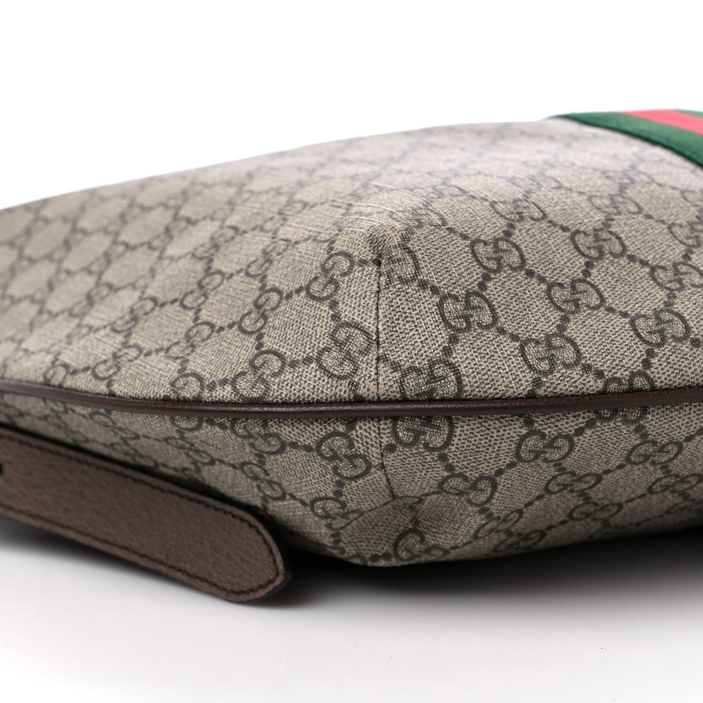 GG Supreme Monogram Web Ophidia Half Moon Hobo Brown
