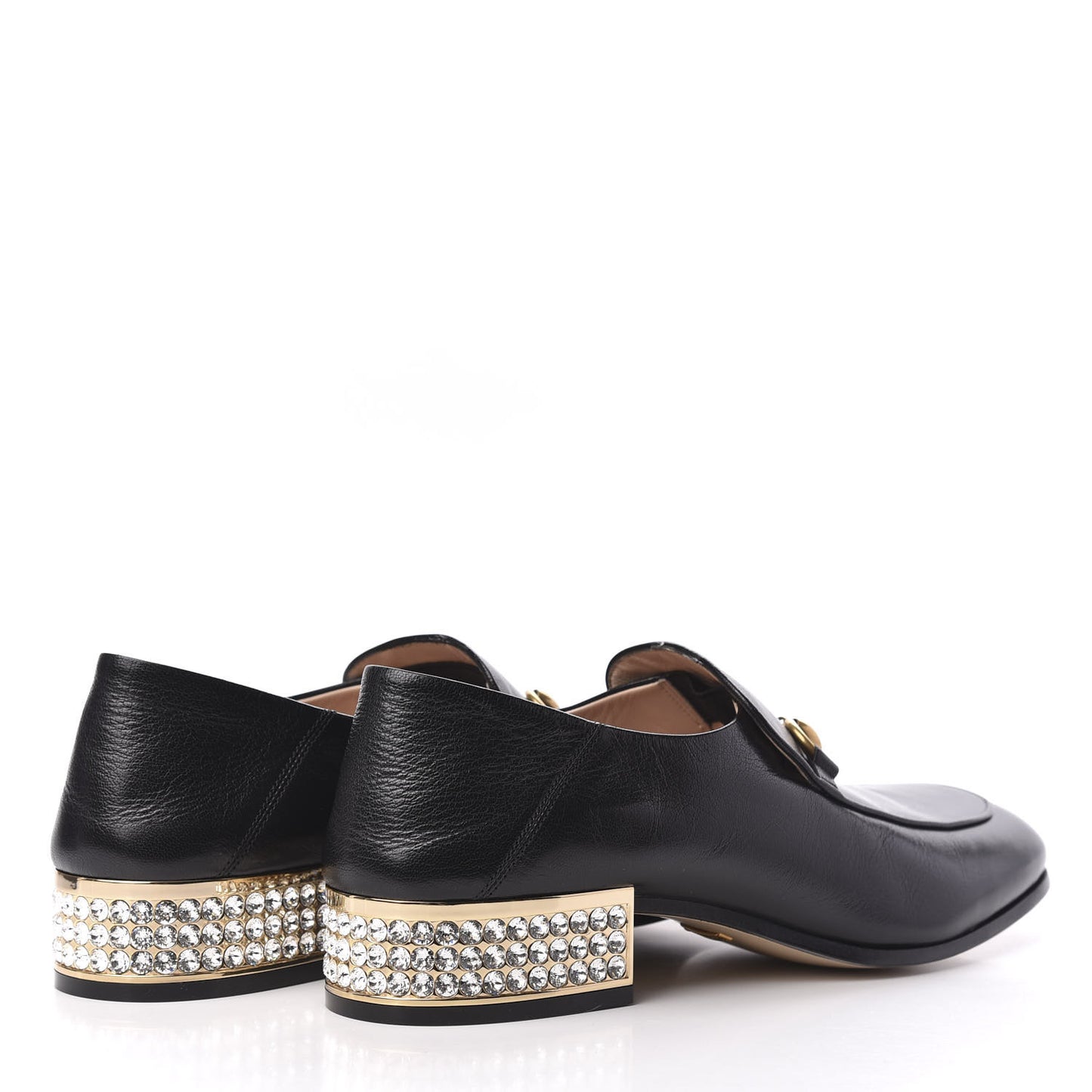 Goatskin Crystal Womens Horsebit Loafers 40 Black