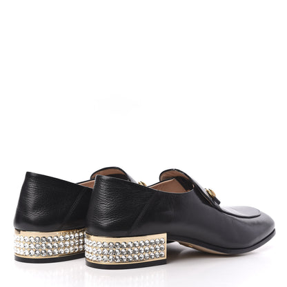 Gucci Goatskin Crystal Womens Horsebit Loafers 40 Black 4 of 10