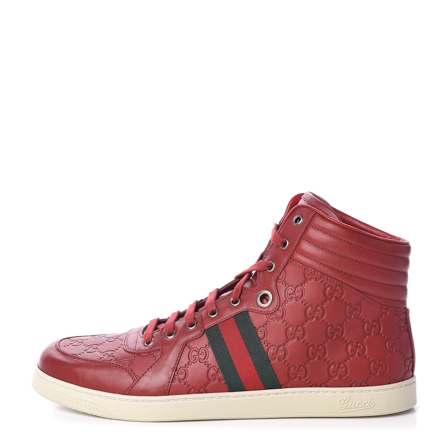 Gucci Guccissima Web Mens High Top Sneakers 13 Red 1 of 11