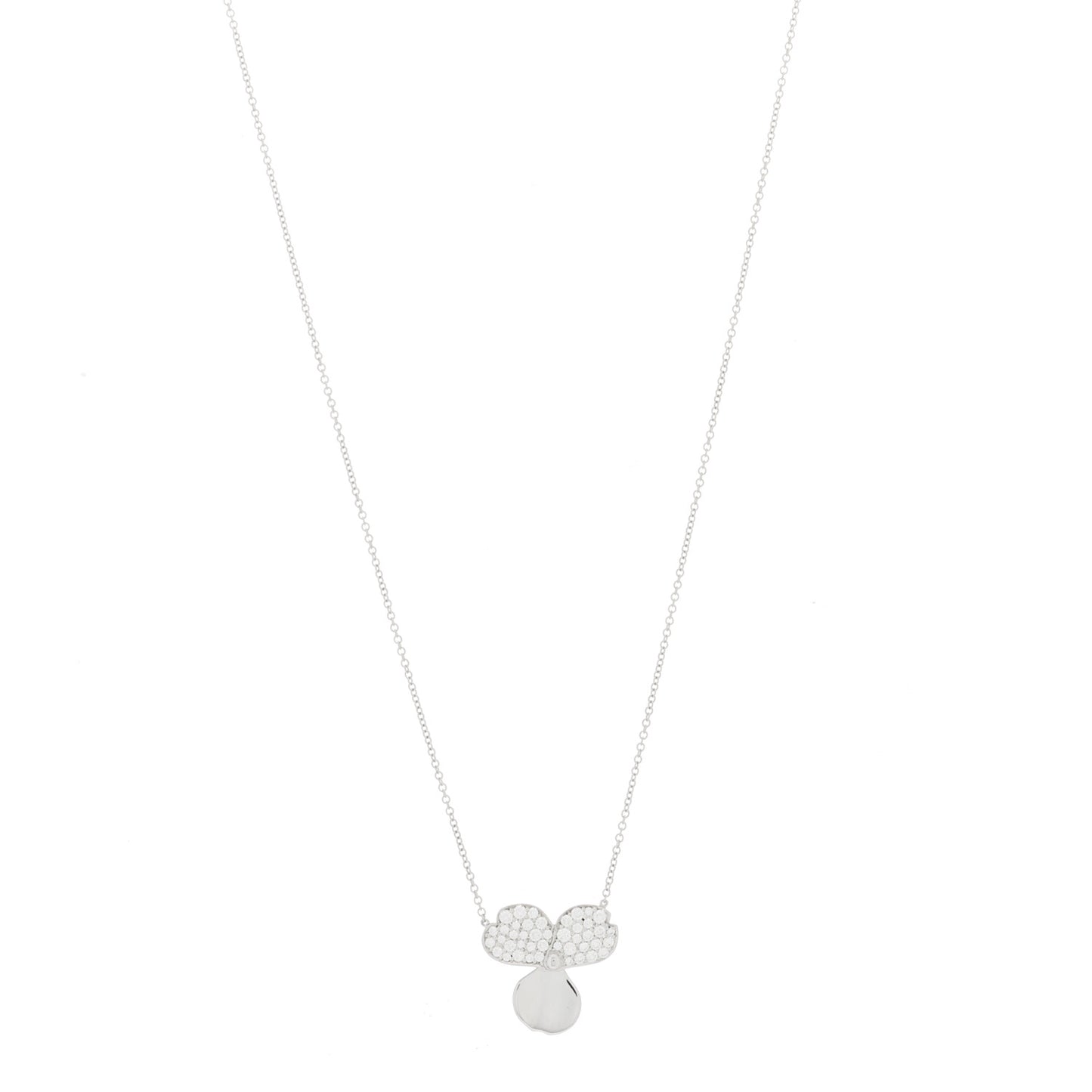Platinum Diamond Paper Flowers Pendant Necklace
