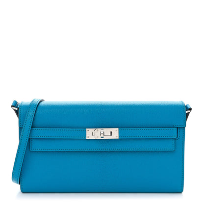 Hermes Chevre Mysore Kelly Wallet To Go Bleu Frida 1 of 10
