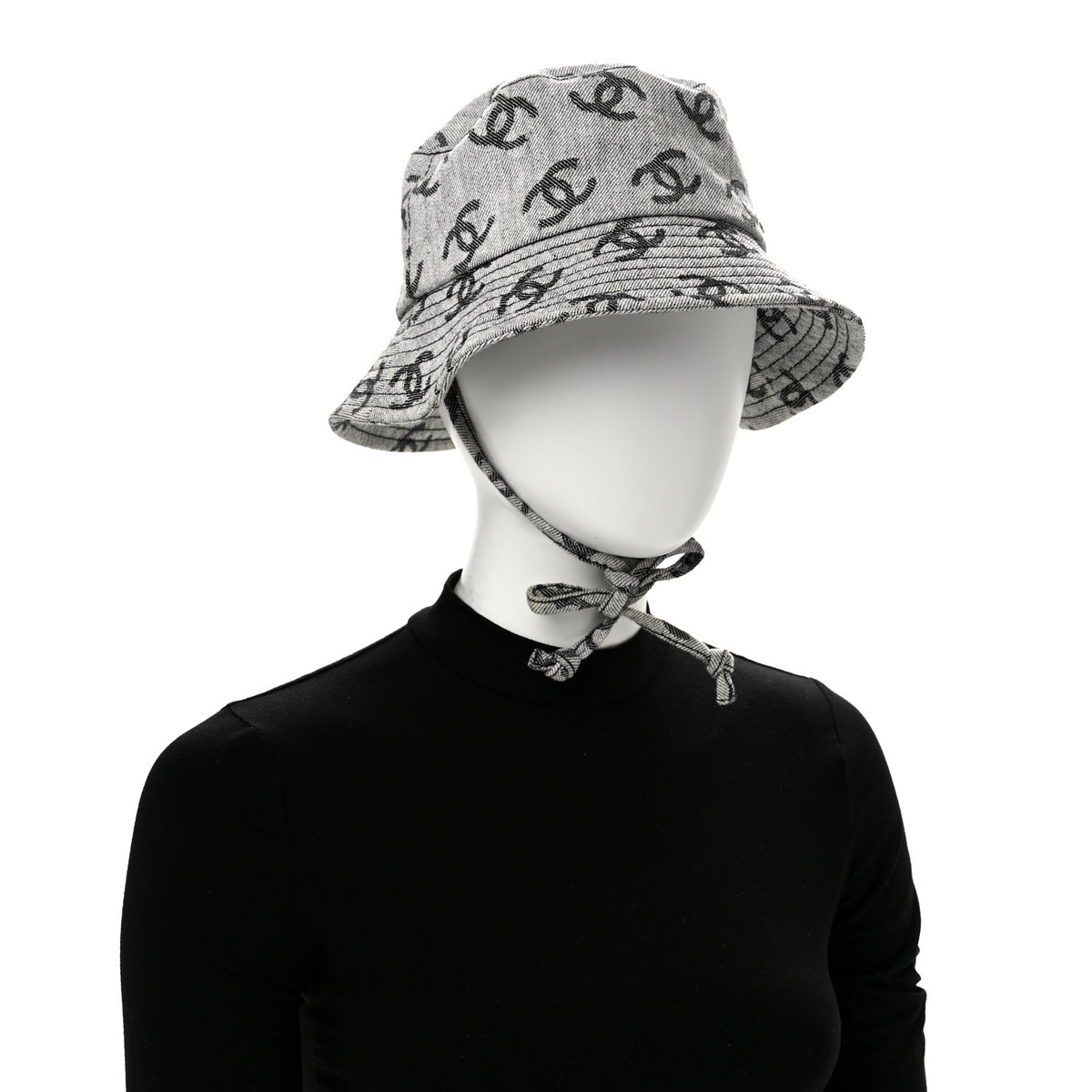 Chanel Denim CC Bucket Hat M White Black 2 of 10