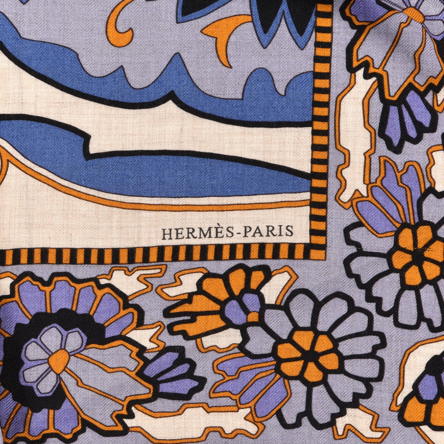 Cashmere Silk Paisley Shawl 140 Naturel Lavender Gold