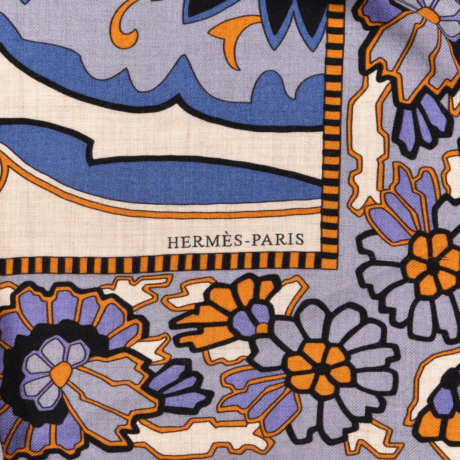 Hermes Cashmere Silk Paisley Shawl 140 Naturel Lavender Gold 2 of 3