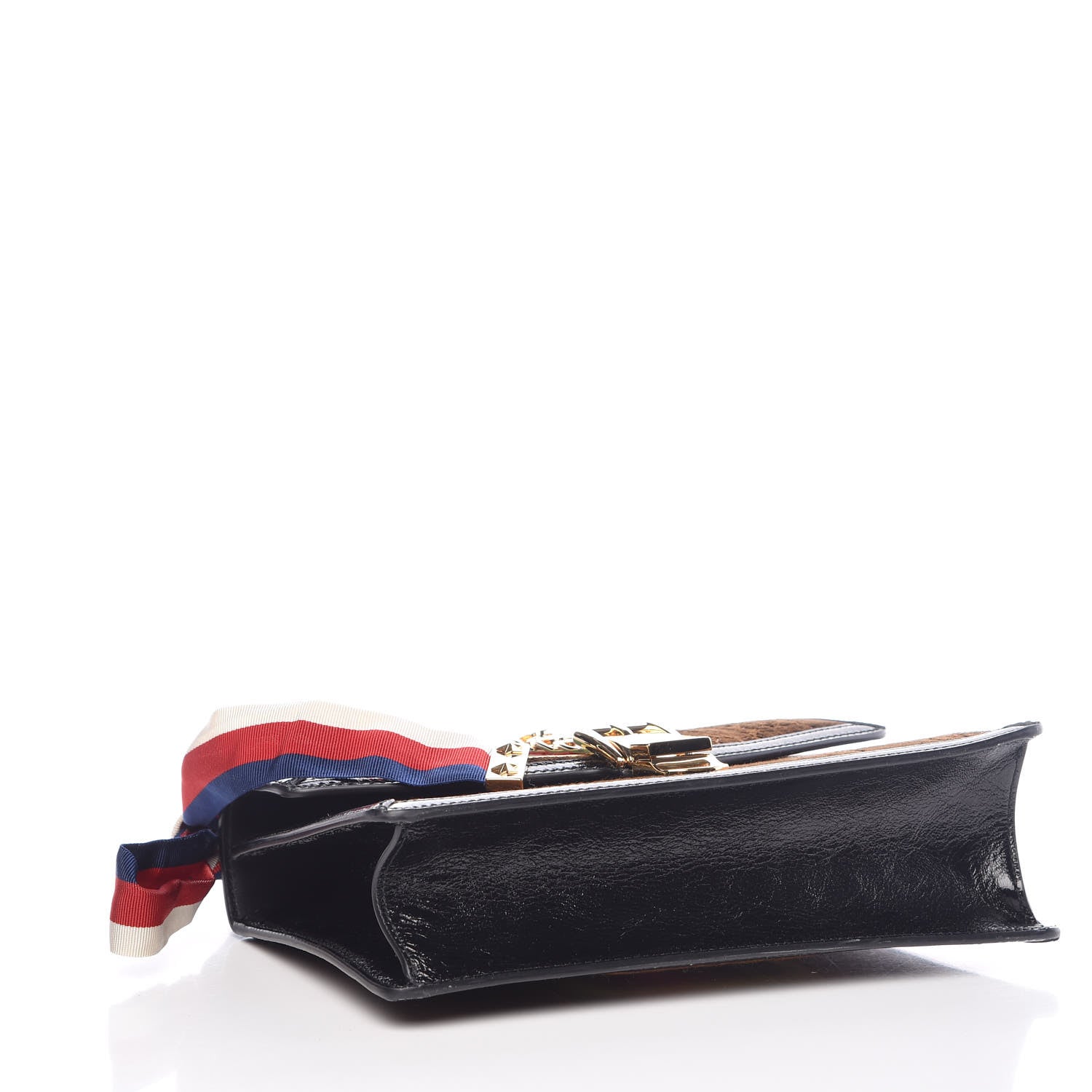 Gucci Velvet GG Monogram Web Small Sylvie Shoulder Bag Brown Black Oro Vecchio 5 of 8