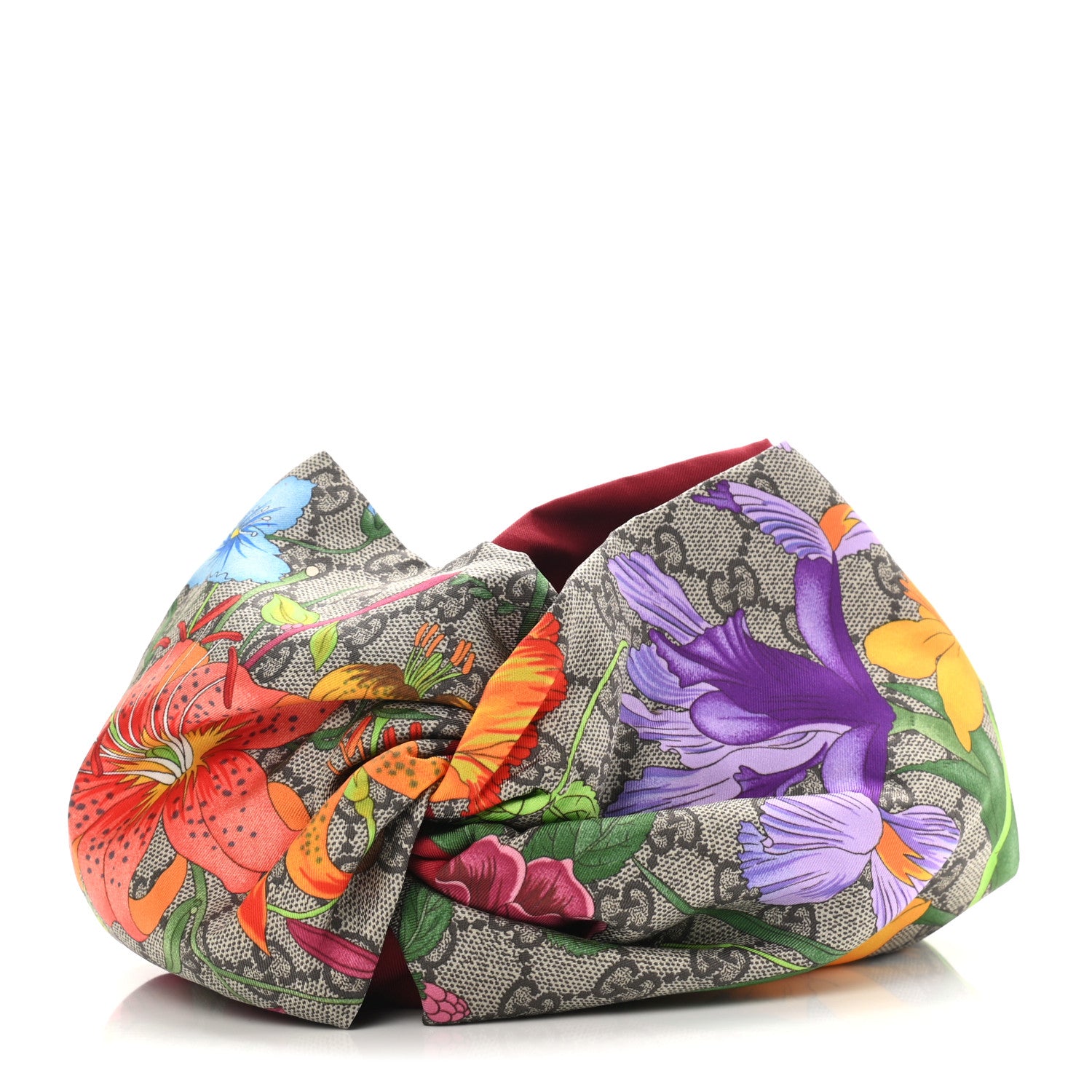 Gucci Silk Monogram Flora Print Headband M Red 1 of 6