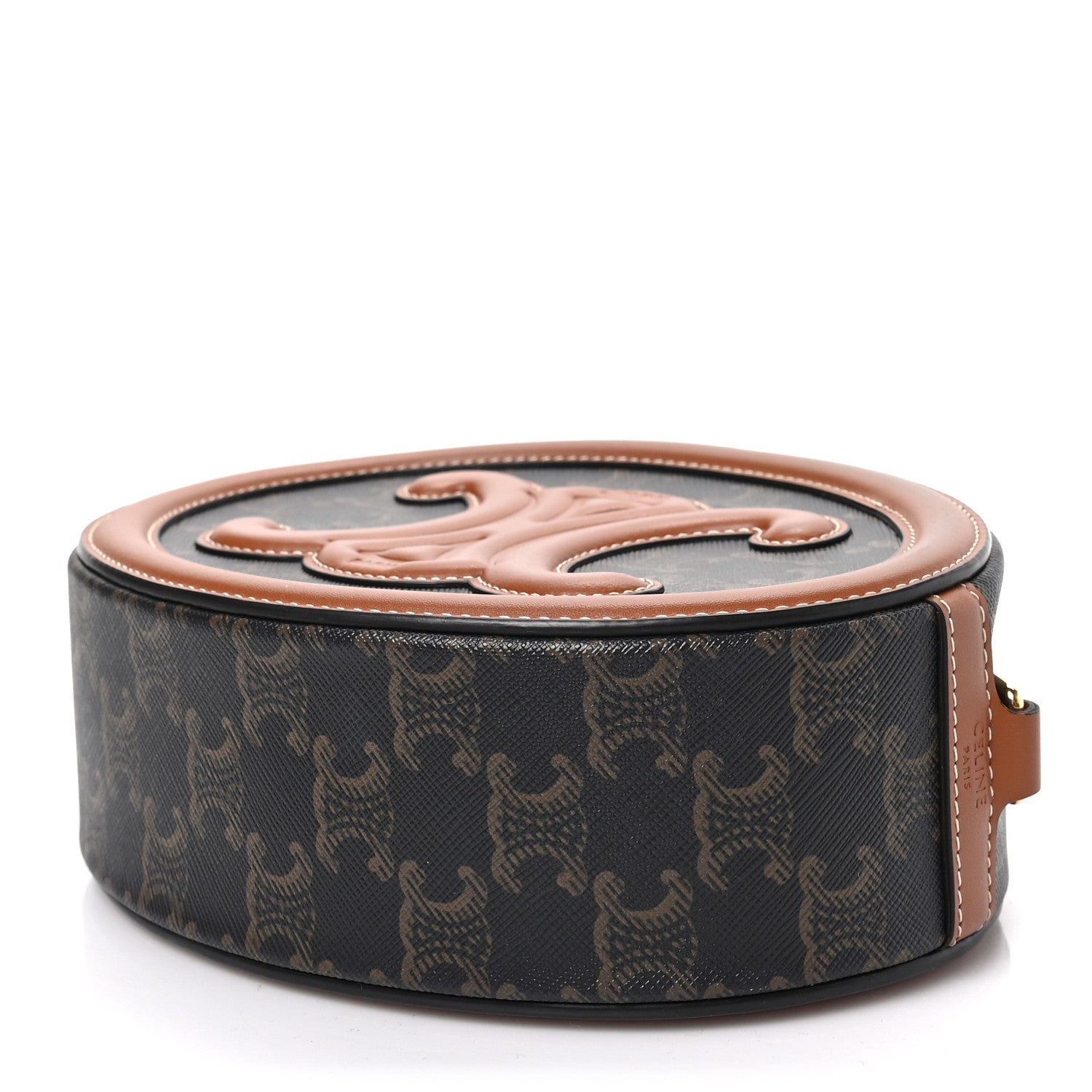 Celine Canvas Calfskin Cuir Triomphe Oval Purse Crossbody Tan 7 of 8