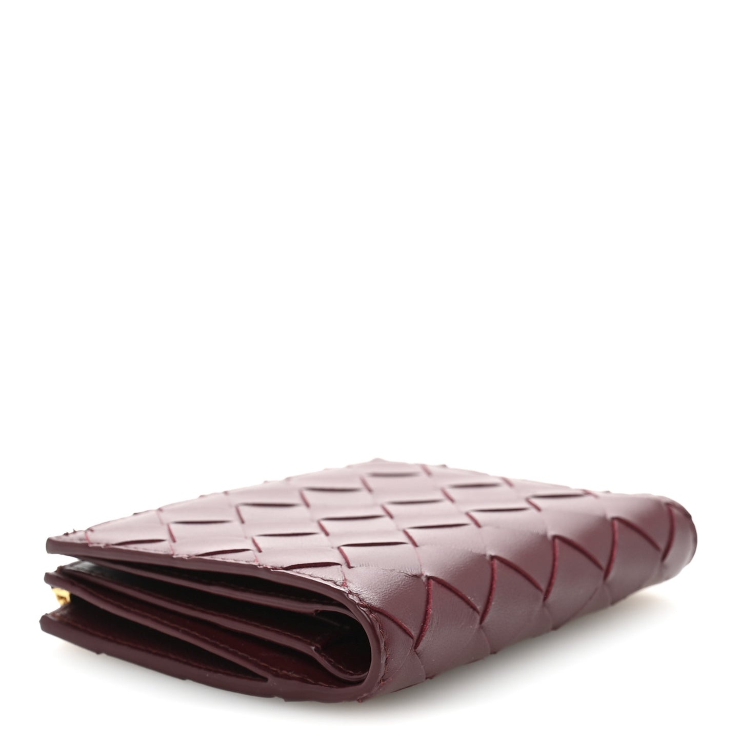 Nappa Intrecciato Small Bi-Fold Zip Wallet Barolo
