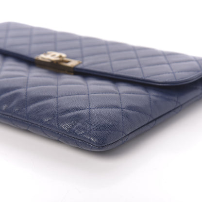 Chanel Caviar Quilted Medium Golden Class Pouch Navy 7 of 11